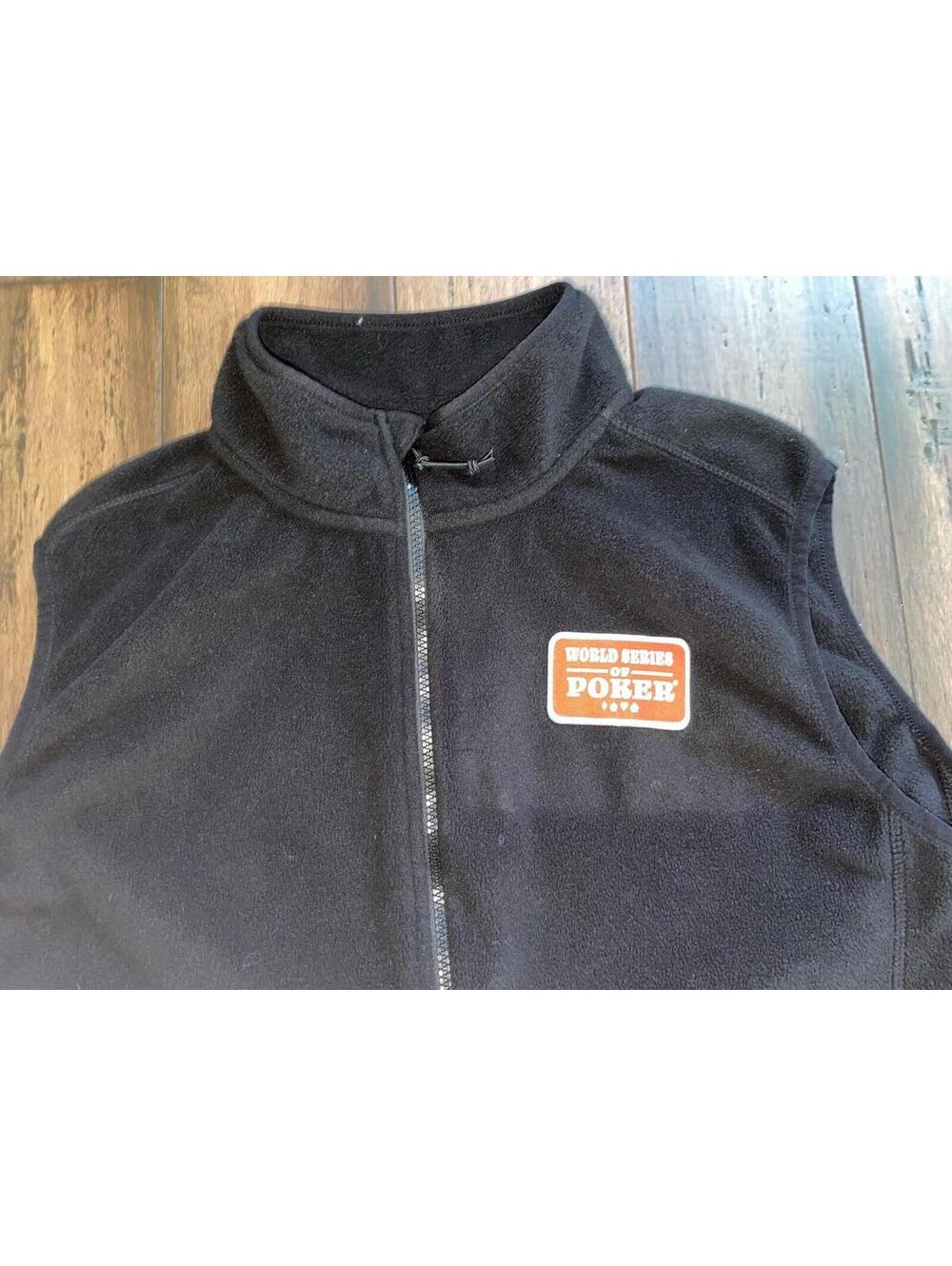 World Series of Poker Men’s 2XL Fleece Vest Black Pull Cords Side Pockets